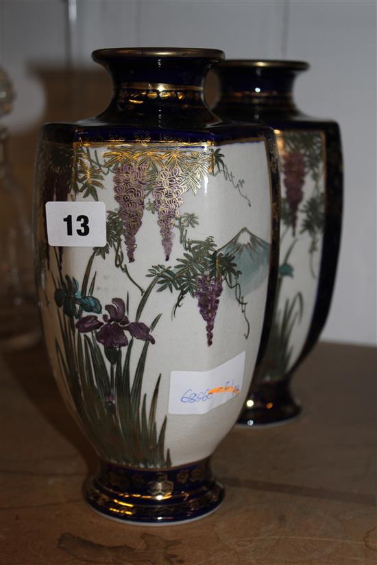 Pair Satsuma pottery vases